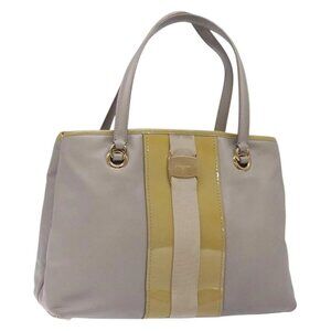 Salvatore Ferragamo Vala Hand Bag Leather Gray Gold